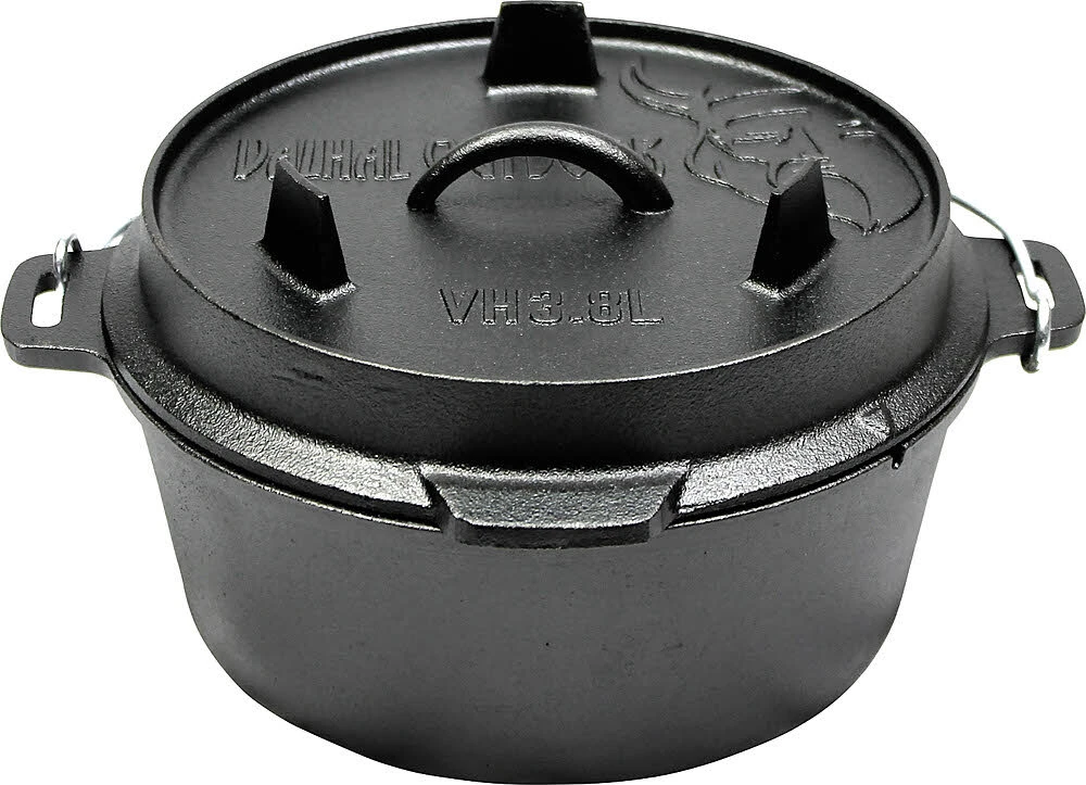 Valhal Outdoor Feuertopf Dutch Oven Gusseisen, Flacher Boden, 3,8 L 1 Valhal Outdoor Feuertopf Dutch Oven Gusseisen, Flacher Boden, 3,8 L