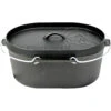 Valhal Outdoor Feuertopf Dutch Oven Gusseisen Oval, Flacher Boden, 9 L