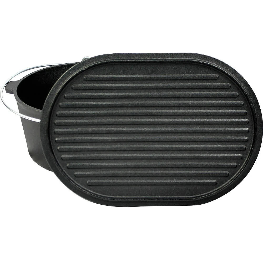 Valhal Outdoor Feuertopf Dutch Oven Gusseisen Oval, Flacher Boden, 9 L 2 Valhal Outdoor Feuertopf Dutch Oven Gusseisen Oval, Flacher Boden, 9 L – Bild 2